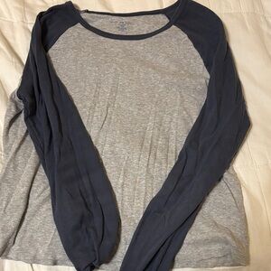 Brandy Melville Gray and Navy Long Sleeve Tee